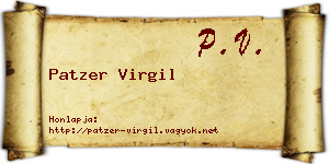 Patzer Virgil névjegykártya